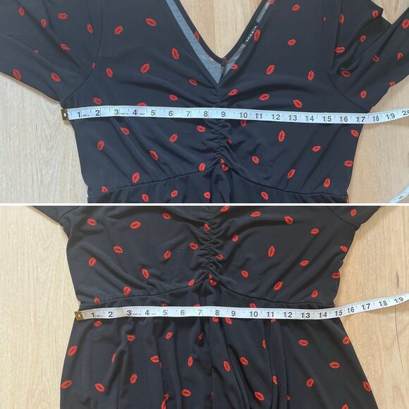 Torrid Studio Knit Skater Mini Dress Cinch Front Black Red Lips Kiss Size Large - Picture 13 of 15